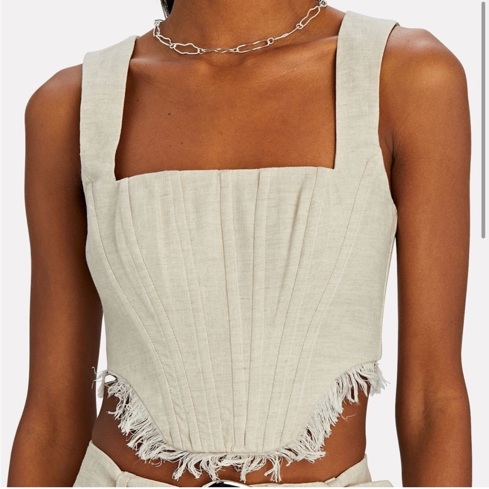 STAUD Triton Corset Top beige khaki Size 8